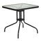 Emma and Oliver 28" Square Tempered Glass Metal Table with Rattan Edging